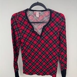 Victoria's Secret Red and Black Plaid Pajama Top